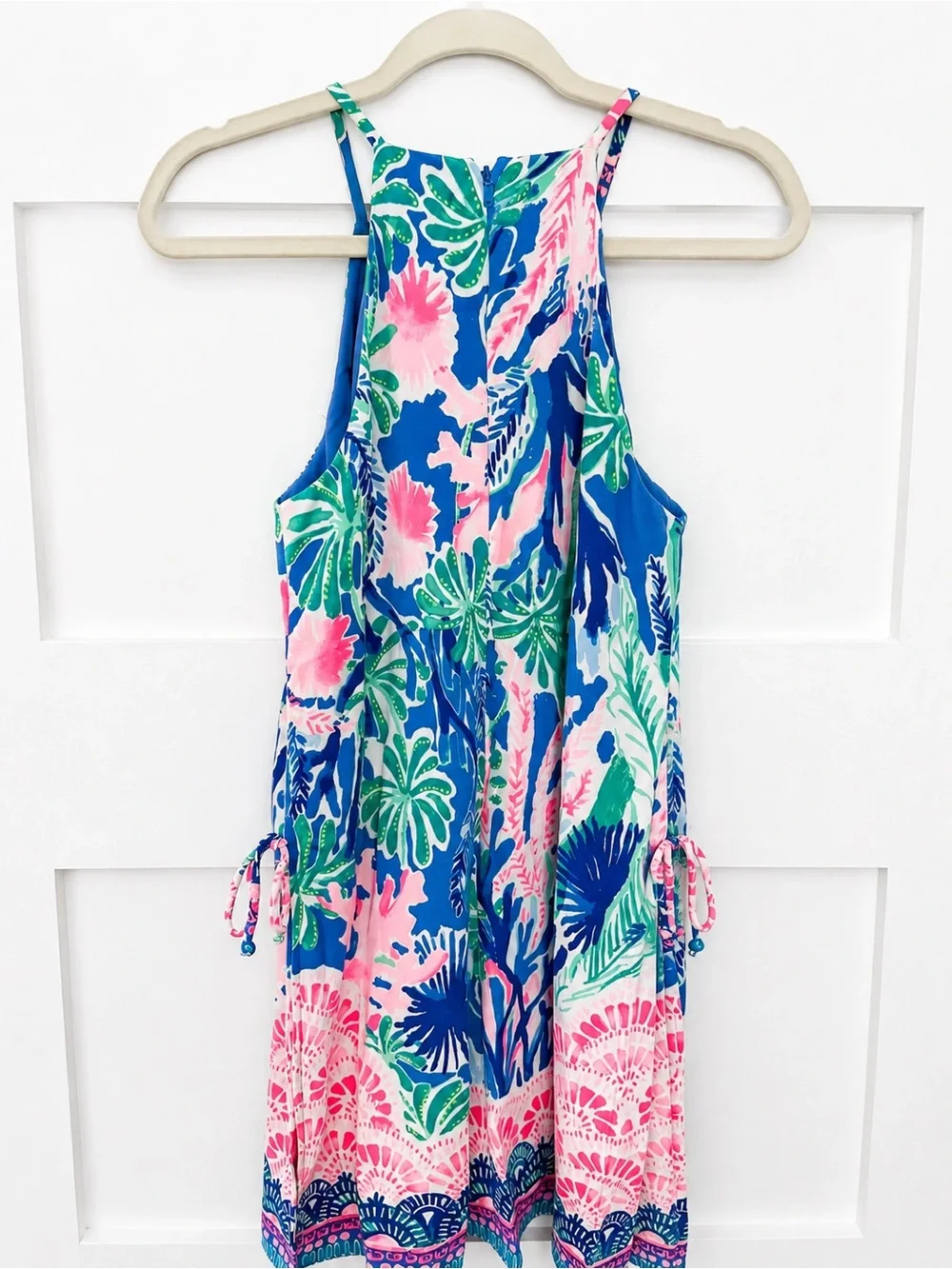 Lilly Pulitzer Halter Skirted Romper Size 2 Tropical Print Blue Pink